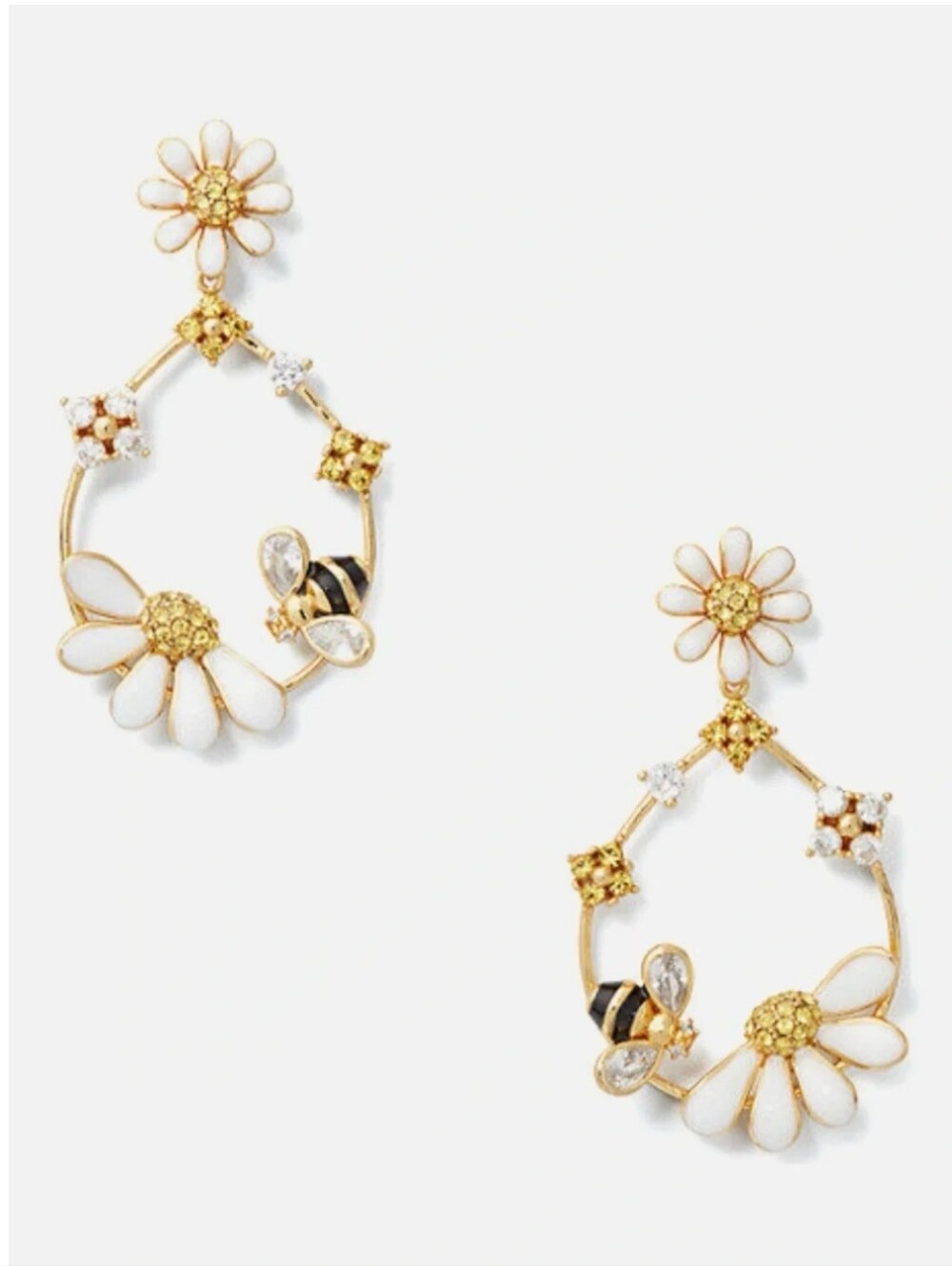 Kate Spade Bee and Daisies Statement Hoops Earrings -Gold New